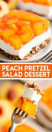 Peach Pretzel Salad Dessert Peach Pretzel Salad Dessert ist eine frische sommer...