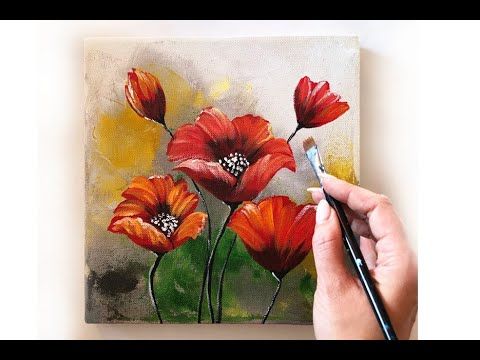 How To Paint A Flowers On Canvas Demo Acrylic Technique On