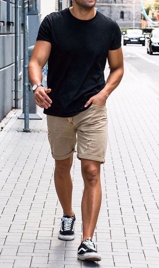 Mens Casual Outfits Summer, Mens Trendy Outfits, Vans Outfit Men Summer, Gym Outfit Men, Big And Tall Summer Outfits Men, Vans Outfit Men Casual, Dad Outfits Men, Mens Summer Shorts, Vans Outfit Men Street Styles