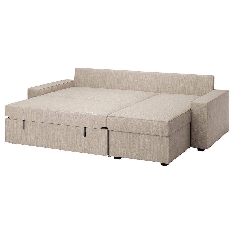 VILASUND Slaapbank met chaise longue, Hillared beige - IKEA | Chaise longue, Slaapbank, Rugkussens