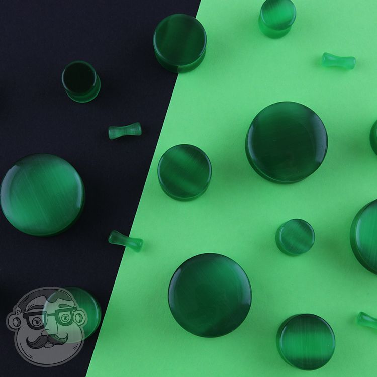 Green Cat S Eye Glass Plugs In 2019 Plugs Stone Plugs Earring