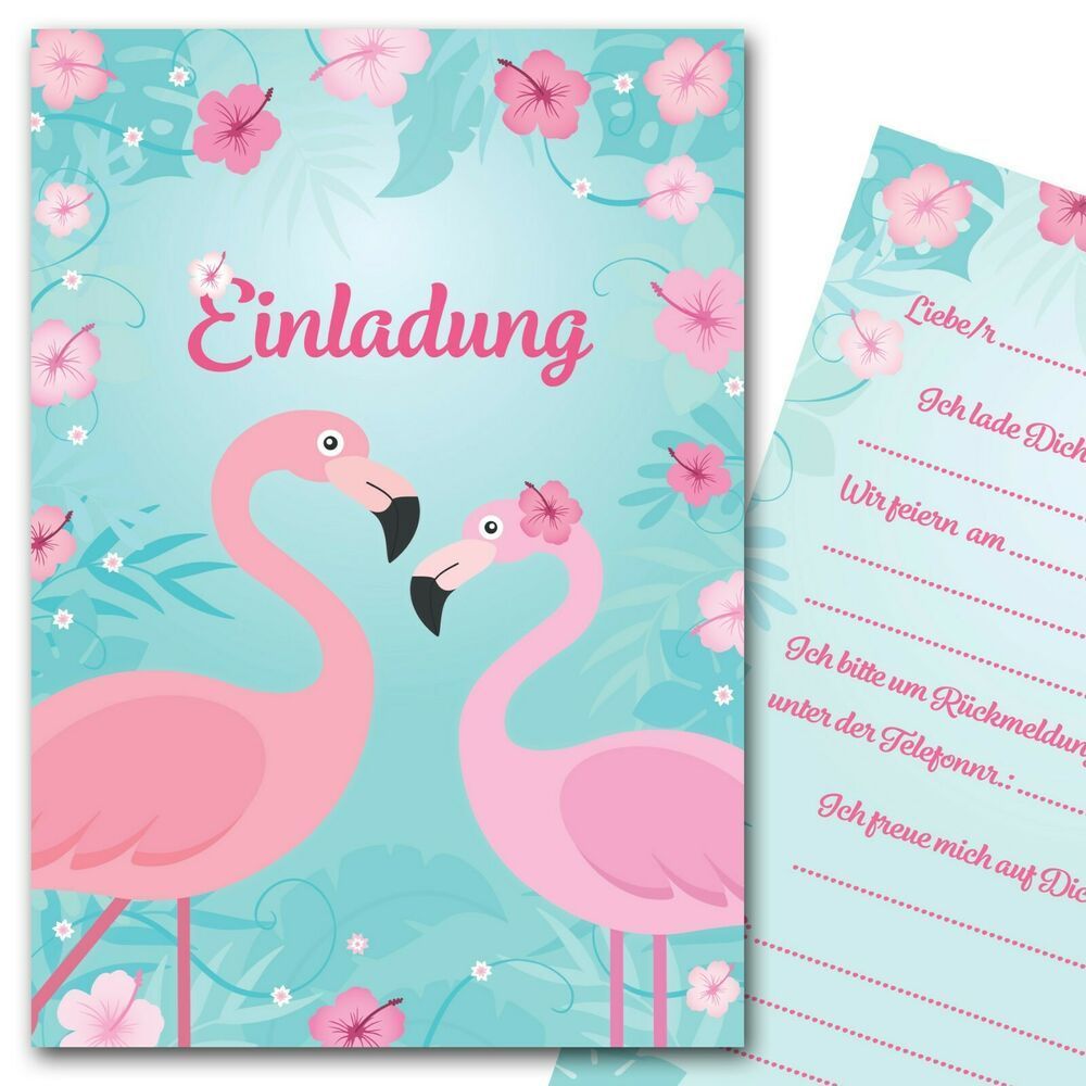 Einladungskarten Flamingo Einladungskarten Flamingo Sommerparty Einladungen Kindergeburtstag… in