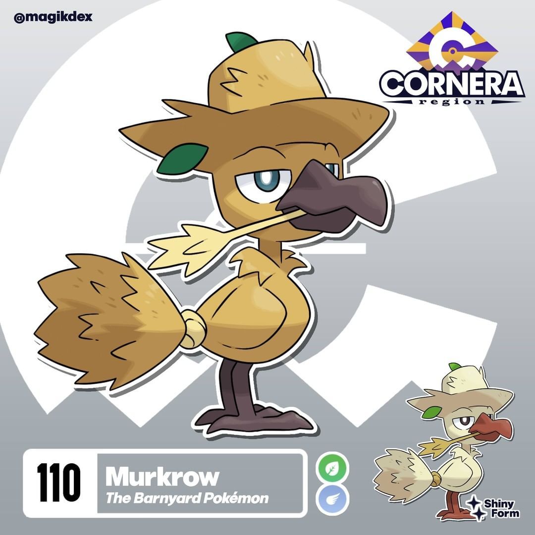 Brandon on Instagram: Ranchkrow - 111 - The Farmhand Pokemon - Grass/Flying -------------------------------- Name Origin: Ranch + Honchkrow + Crow . Inspiratio…