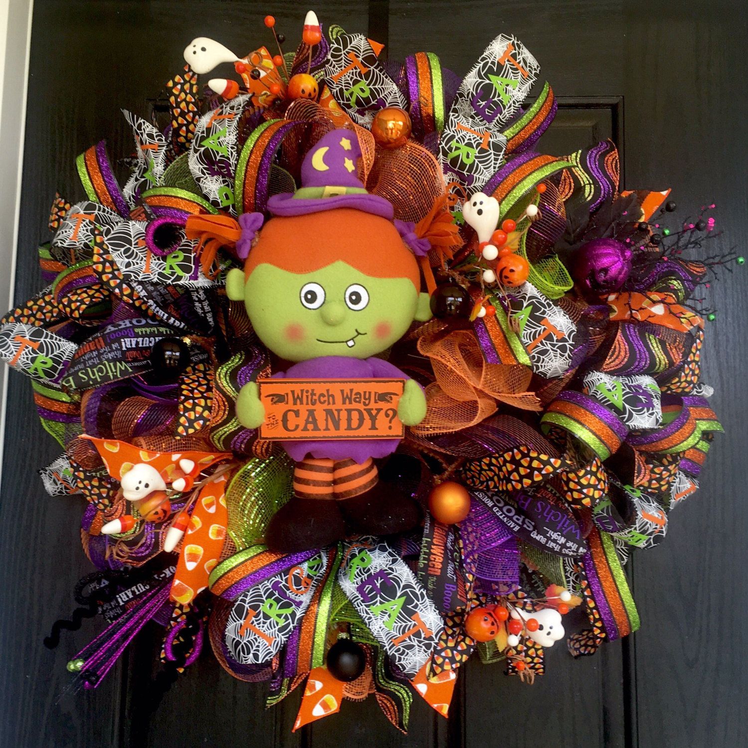 Halloween deco mesh wreath, Halloween mesh wreath, Witch wreath - halloween front door decor Halloween deco mesh wreath, Halloween mesh wreath, Witch wreath - halloween front door decor