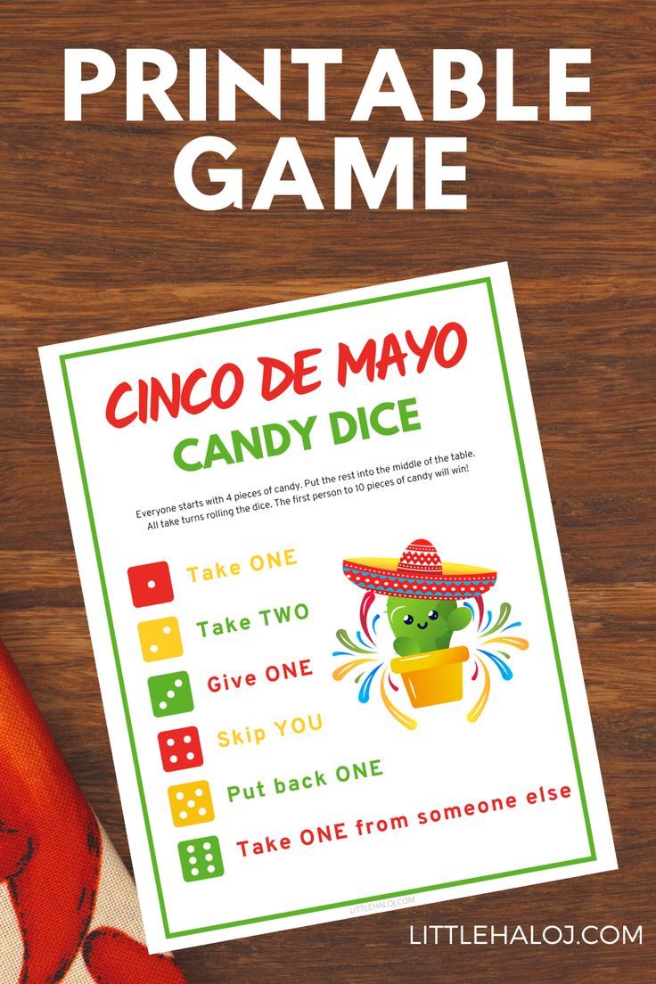 Cinco De Mayo Candy Dice Game Is A Perfect Game To Play At Your Holiday Cinco De Mayo Candy Dice Game Is A Perfect Game To Play At Your Holiday