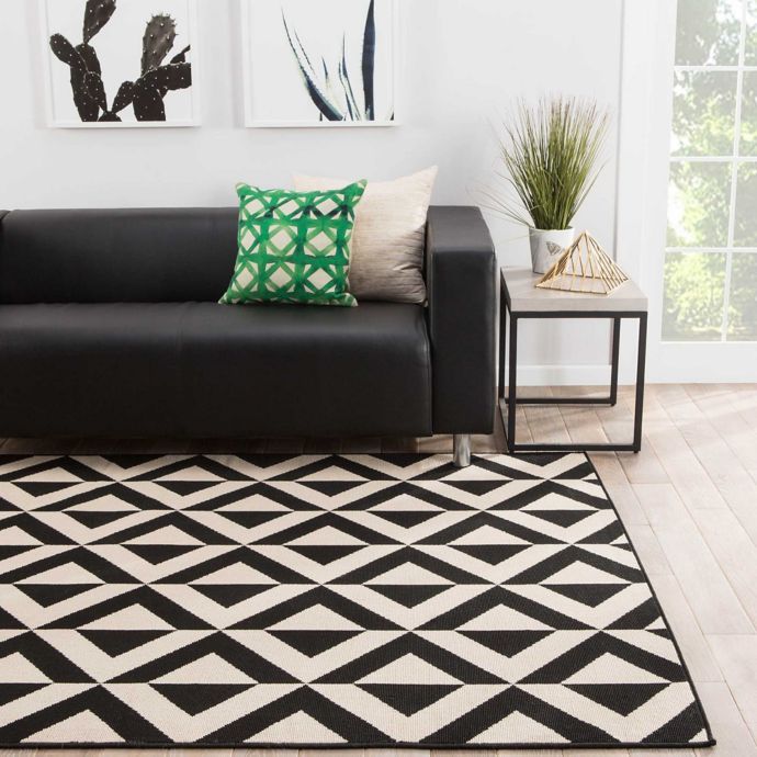 Jaipur Marquise Indoor Outdoor Rug In Ivory Black Bed Bath