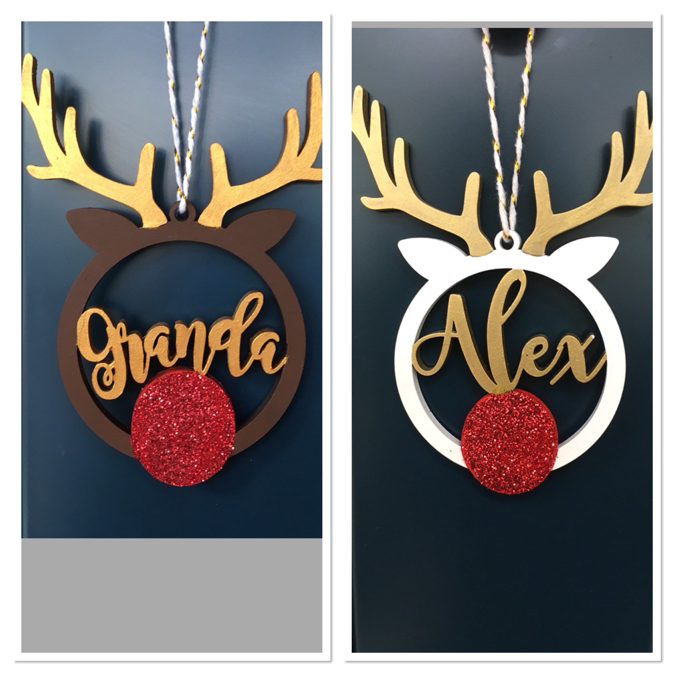 Reindeer Laser cut wooden Bauble 10cm MDF wooden ball gift Cristmas craft