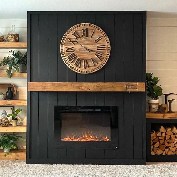 Touchstone Forte 80006 40" Black Recessed Electric Fireplace – Modern Ethanol Fireplaces Fireplace Feature Wall, Basement Fireplace, Shiplap Fireplace, Black Fireplace, Bedroom Fireplace, Home Fireplace, Fireplace Remodel, Living Room With Fireplace, Fireplace Design