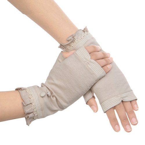 8cm wide Girls Lace Fingerless Gloves White One Size Small