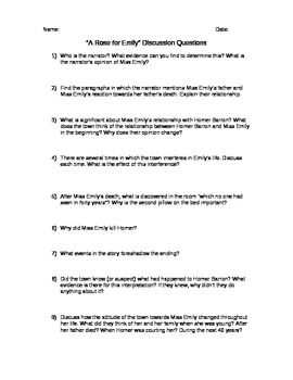 a rose for emily discussion questions teacherspayteachers essay topics for a rose for emily