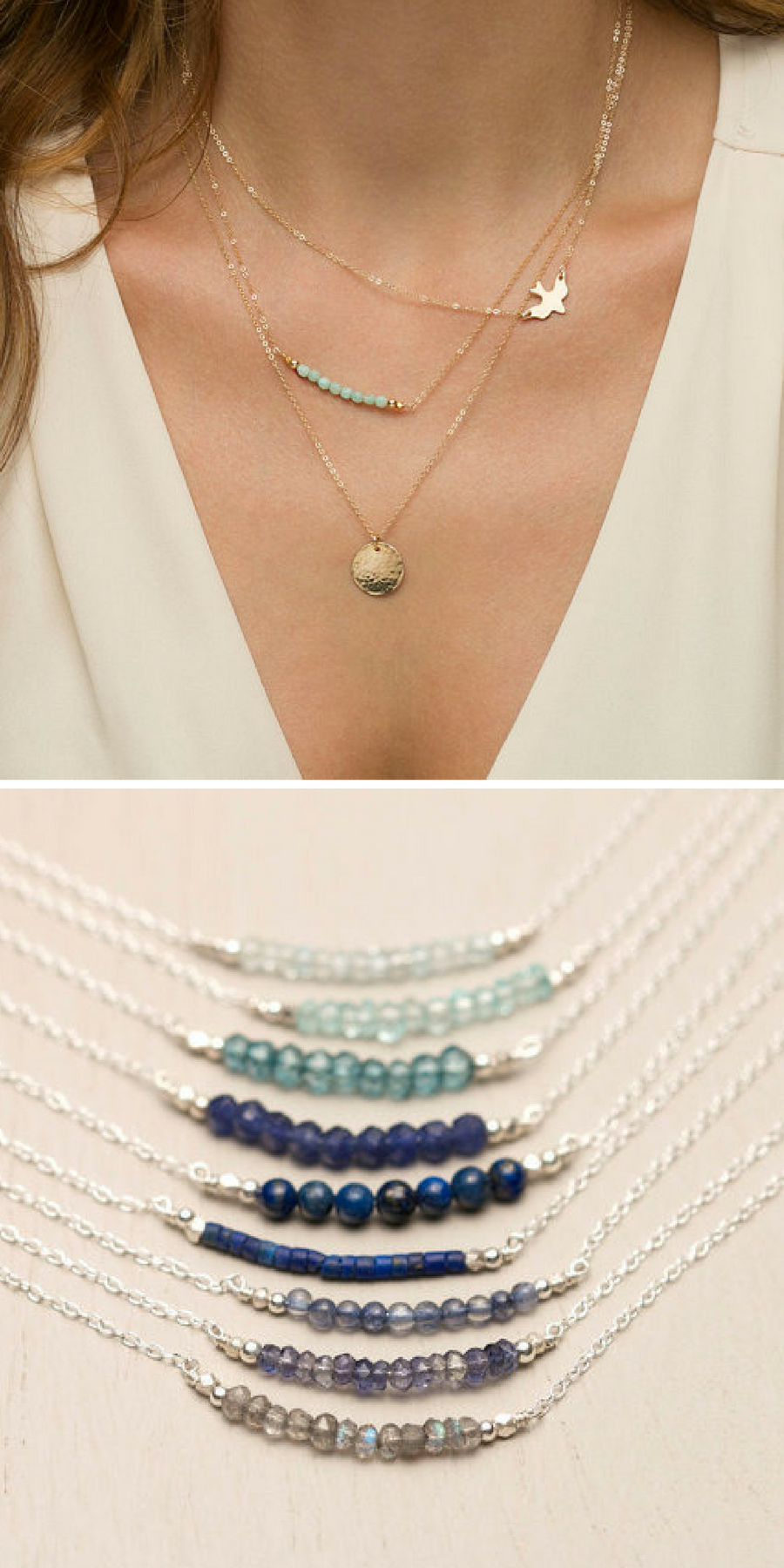 Rose Gold necklace rose gold bar necklace beaded bar necklace layering necklace delicate rose gold necklace