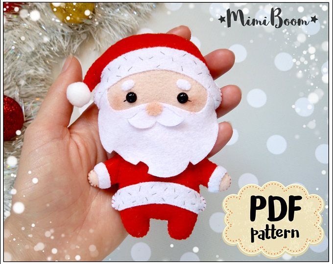 Christmas pattern felt Santa Claus pattern PDF Christmas ornaments felt pattern ...