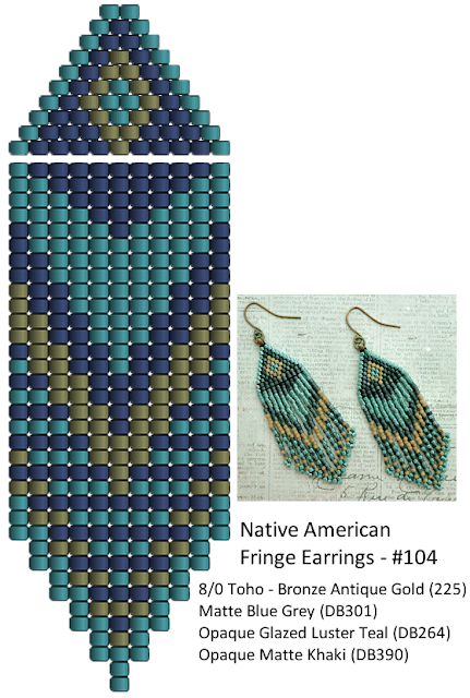 Linda's Crafty Inspirations: Fringe Earrings #104 and #105 - Teal & Khaki Simple Beaded Necklaces, Beaded Earrings Diy, Beaded Bracelets Tutorial, Beaded Earrings Patterns, Earring Tutorial, Seed Bead Bracelets, Earring Patterns, Beaded Jewelry Diy, Diy Beads