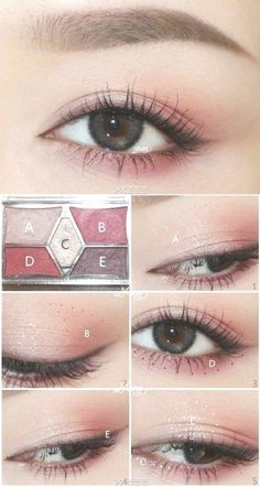 Asian Makeup Tutorials, Korean Makeup Tips, Korean Makeup Look, Asian Eye Makeup, Eye Makeup Guide, Eyeshadow Tutorials, Trendy Makeup, Simple Makeup, Natural Makeup