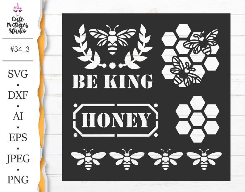 Bee Stencil SVG png Be king stencil SVG Sweet honey stencil Etsy in Bee Stencil SVG png Be king stencil SVG Sweet honey stencil Etsy in