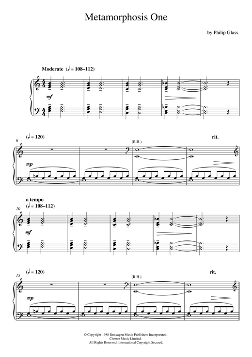 Free Piano Sheet Music Philip Glass Metamorphosis Free Piano Sheet Music Philip Glass Metamorphosis