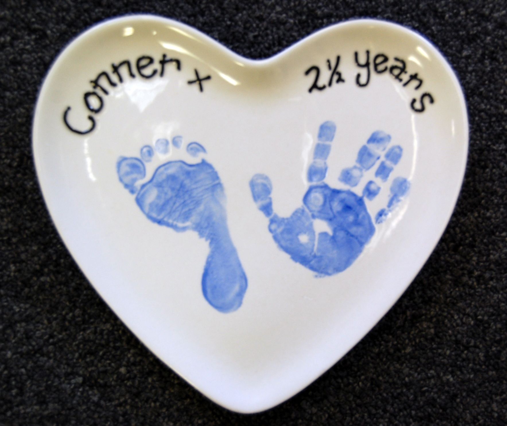 Footprints On Heart Shaped Ceramic Pottery Plate Kids Pottery footprints-on-heart-shaped-ceramic-pottery-plate-kids-pottery