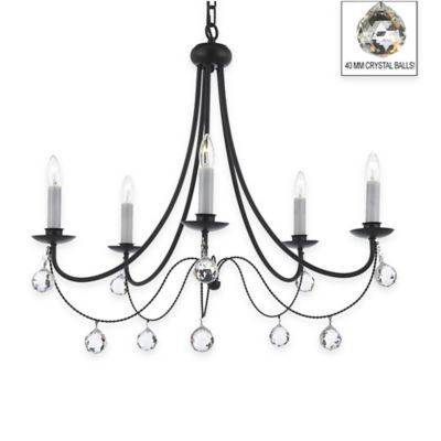 Gallery Versailles 5 Light Wrought Iron Crystal Chandelier With 40mm Gallery Versailles 5 Light Wrought Iron Crystal Chandelier With 40mm In Black Bedbathandbeyond