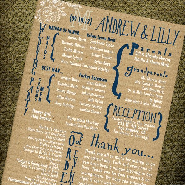 vintage wedding programs