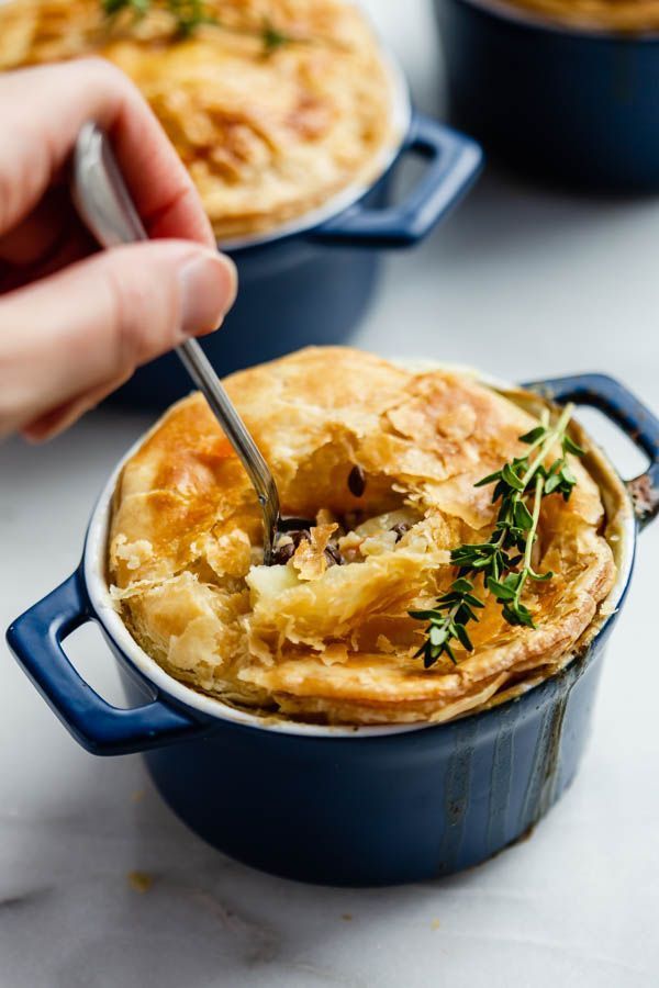 Veggie pot pies with puff pastry crust