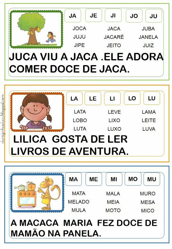 Nosso Espa O Da Educa O Fichas De Leitura Coloridas Atividades De