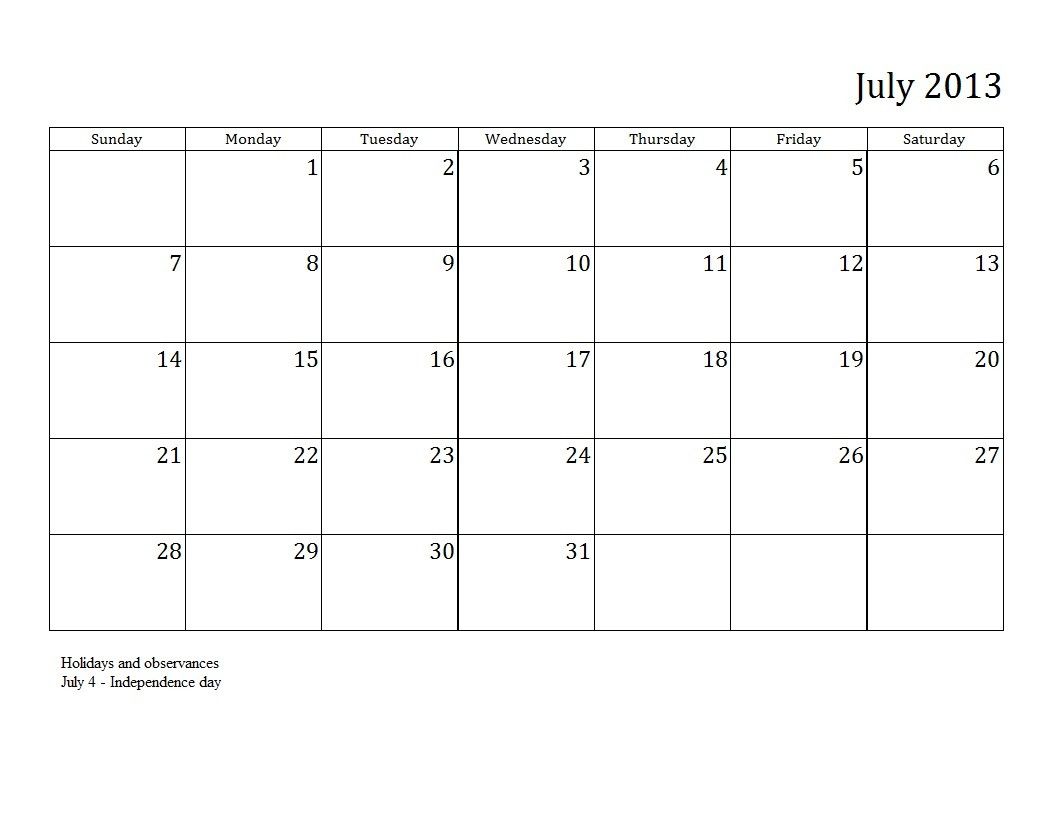 July 2013 Calendar With Holidays India Free printable calendar