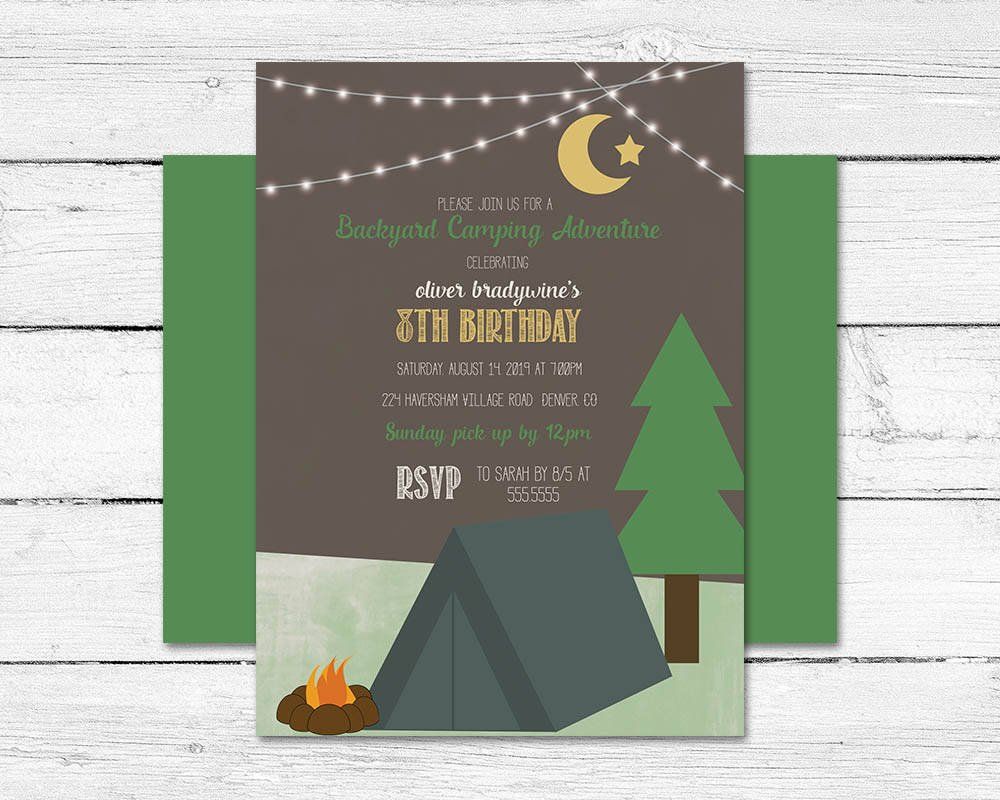 camping birthday party invitation birthday camping camp tent