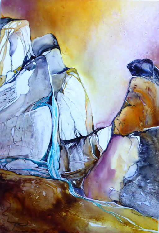 Aquarelles Vernies Sur Papier Yupo Peinture Fleurs Aquarelle