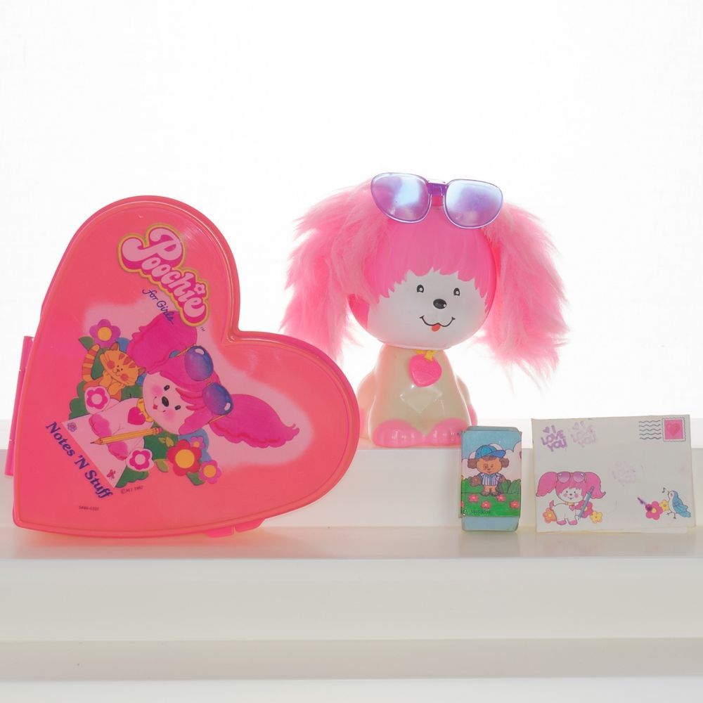 Vintage Poochie Notes N Stuff Lot Stamper Dog W Sunglasses Eraser