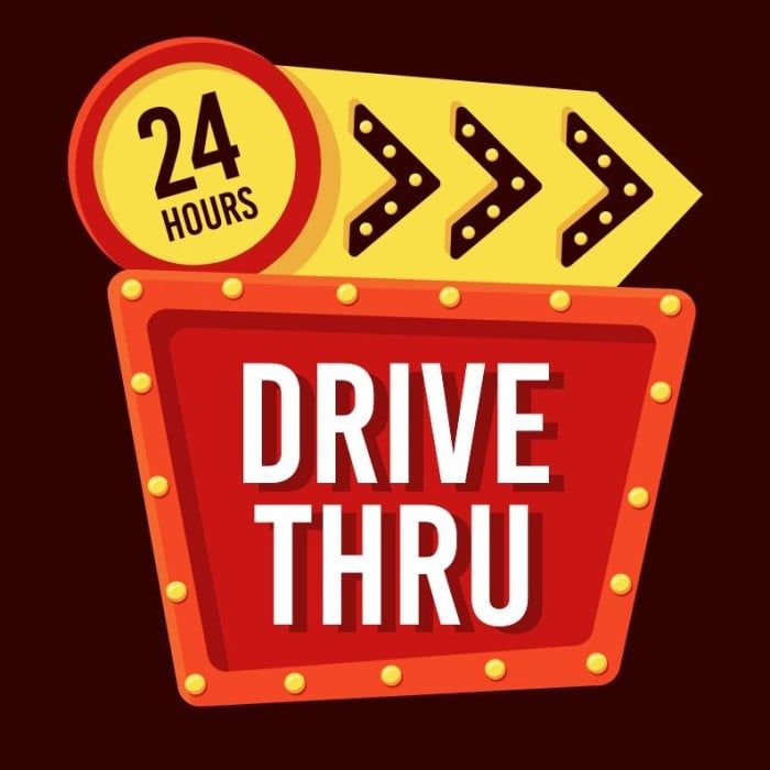 Drive thru sign with lights