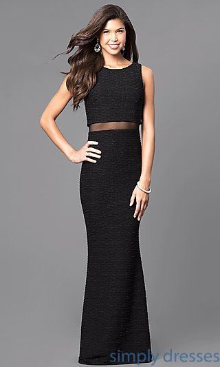 Mock Two Piece Long Formal Gown With Sheer Midriff Pinterest Mock Two Piece Long Formal Gown With Sheer Midriff