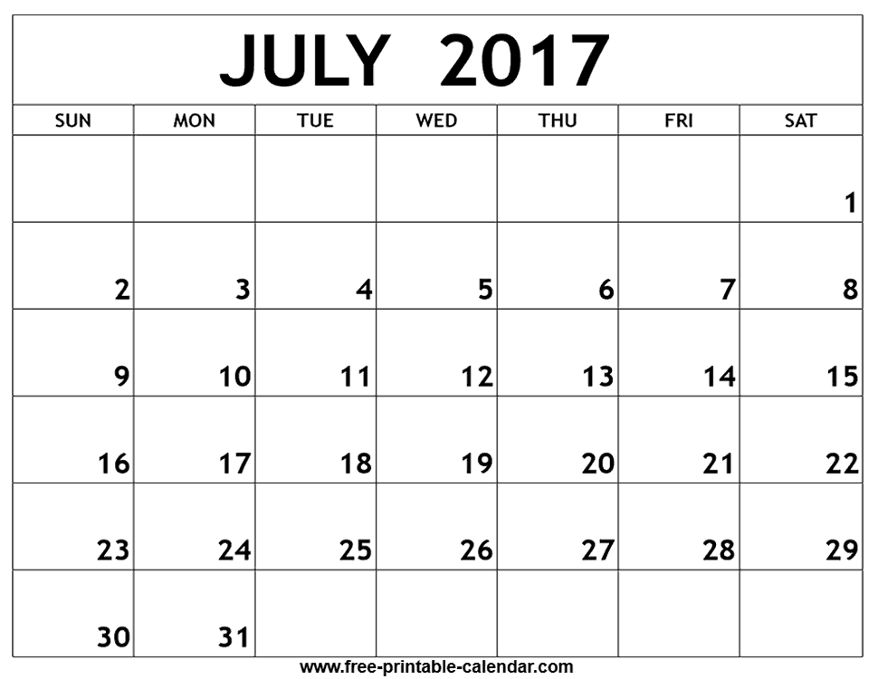 july 2017 printable calendar free printable 2018 calendars