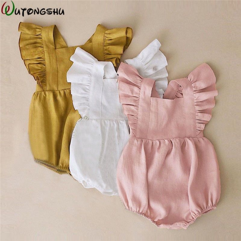 US Newborn Kids Baby Girl Clothes Cotton/&Linen Romper Jumpsuit Bodysuit Outfits
