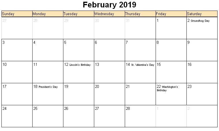 february 2019 calendar with holidays australia blank 2019 monthly calendar with holidays printable