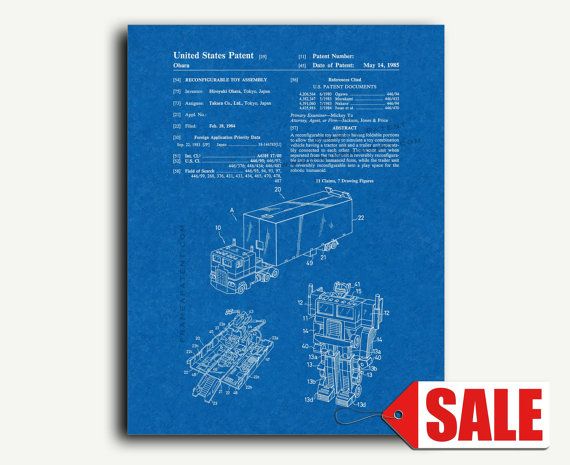 Transformers Optimus Prime Patent Print Old Look