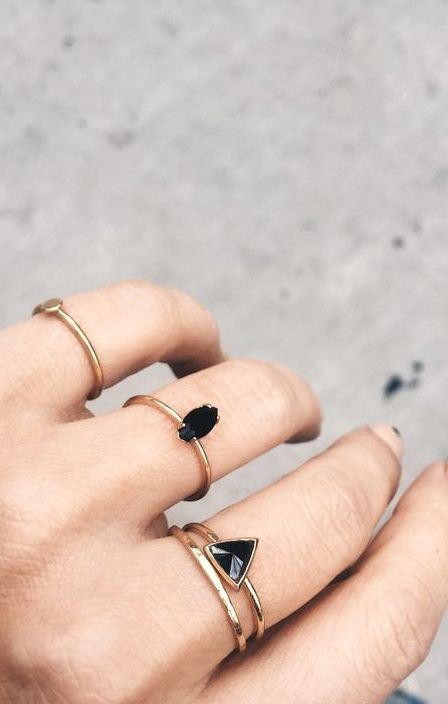 Daily Ring Minimalist Ring Unique Black Gem Jewelry,Gold Ring Black Simulated Diamond Wedding Band Sterling Silver Ring Ring For Women
