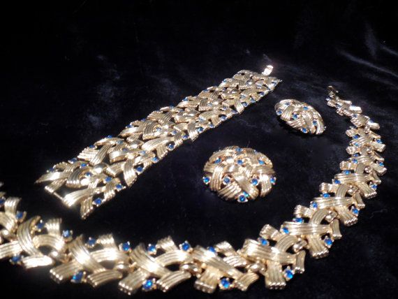 Woven Necklace and Earring Set Art Decco Inspired