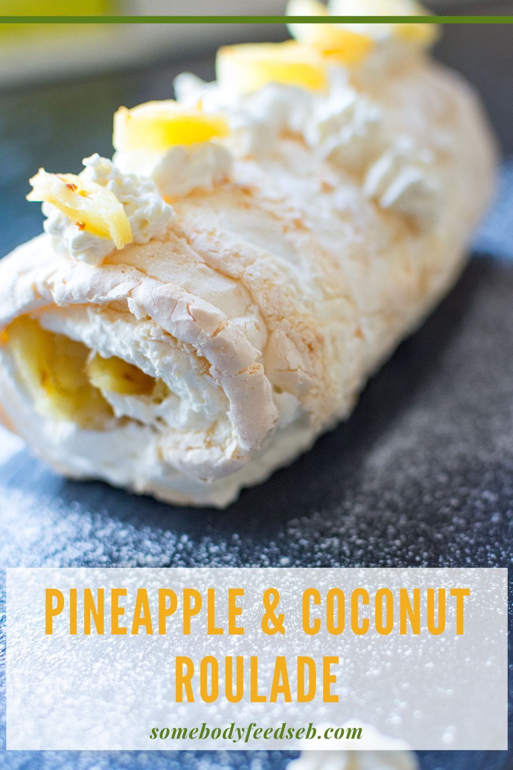 It's fresh, it's fruity and it's all things Caribbean! Except for rum... Our Pineapple & Coconut Roulade is one of the most frequently cooked desserts in our house. We make it in summer to represent all things tropical, we make it in winter because it looks like a mound of snow, we make it for most of our special occasions! Light and fresh, although sweet and moreish at the same time, this dessert is perfect after a big meal! #pinacolada #pineappledesserts #meringue #roulade Pineapple Syrup, Pineapple Desserts, Coconut Desserts, Pineapple Coconut, Fun Desserts, British Bake Off Recipes, Great British Bake Off, Egg White Dessert, Gluten Free Recipes