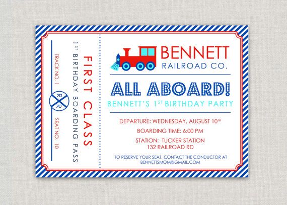 modern train ticket birthday party invitation by announcingyou