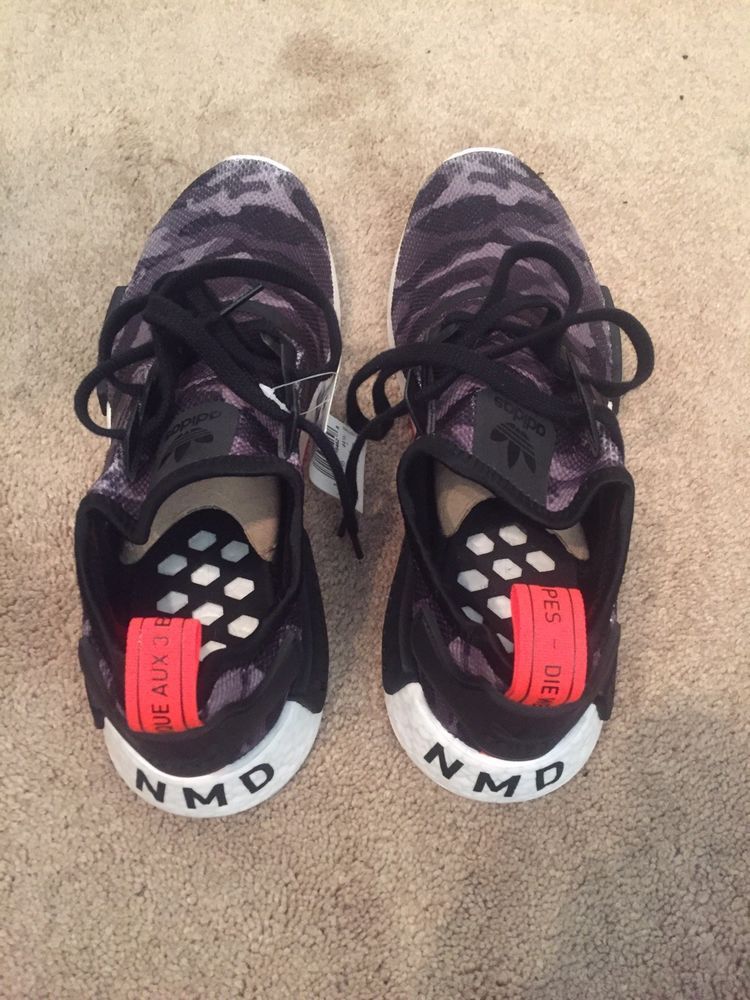 Adidas NMD R1 Boost Black Grey Camo Solar Red Running Men's Adidas NMD R1 Boost Black Grey Camo Solar Red Running Men's