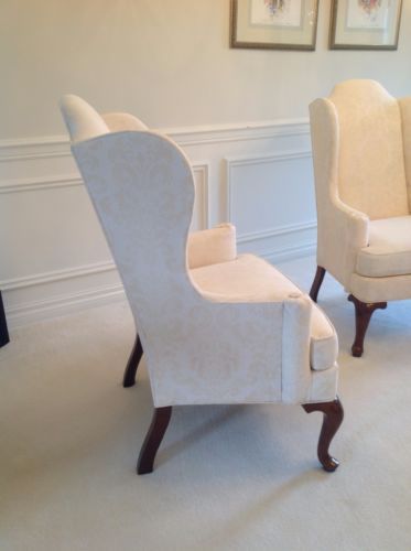 Pair Of Vintage Drexel Heritage High Back Upholstered Wing Pair Of Vintage Drexel Heritage High Back Upholstered Wing Chairs