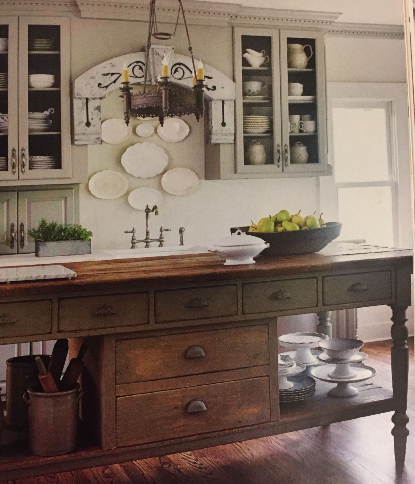 Freestanding island Antique kitchen island, Rustic kitchen, Kitchen