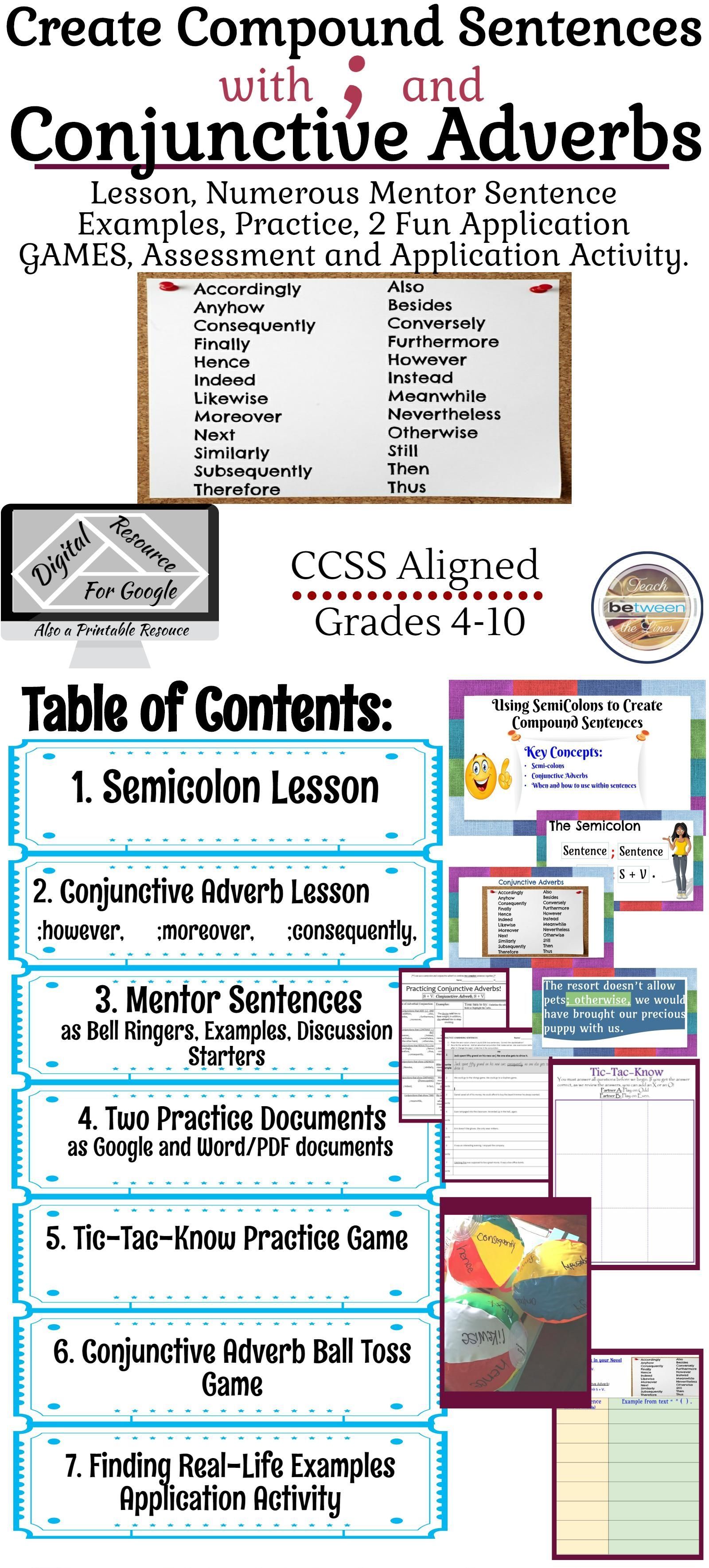 Teach your students how to create compound sentences with semicolons