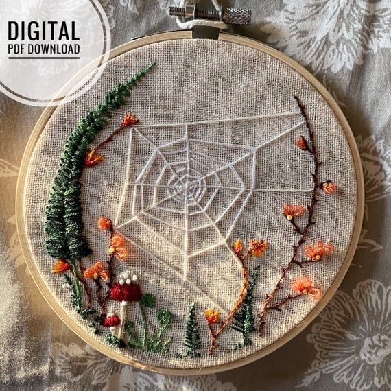 Garden Web Pattern Cottagecore Garden Embroidery Pattern - Etsy