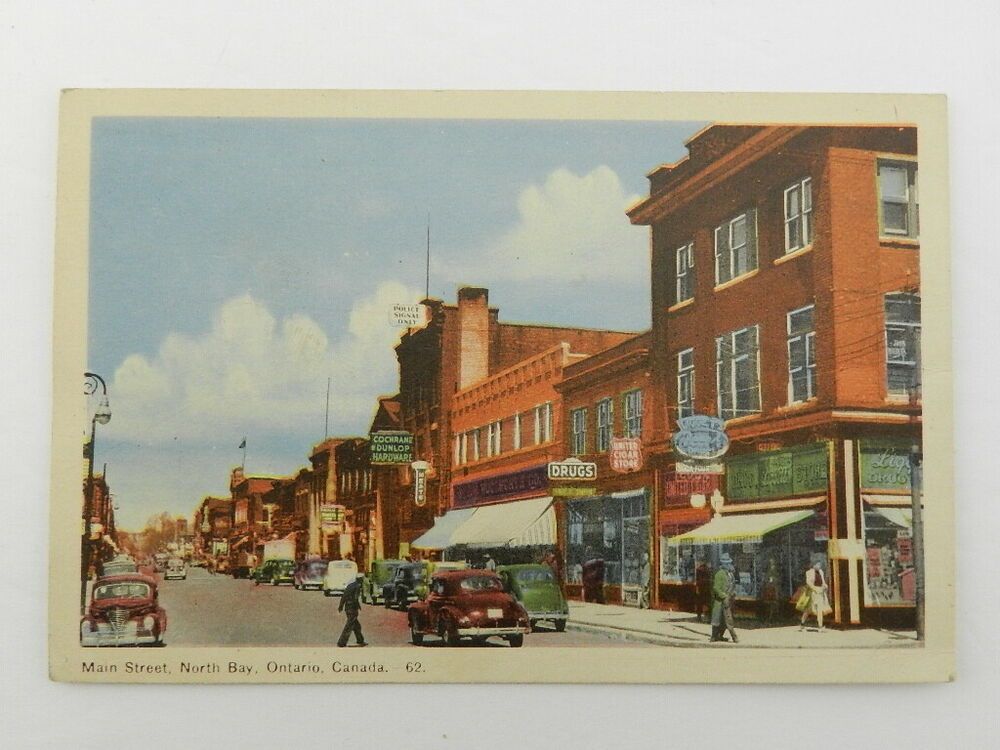 Vintage Postcard Main St North Bay Ontario Canada Unposted