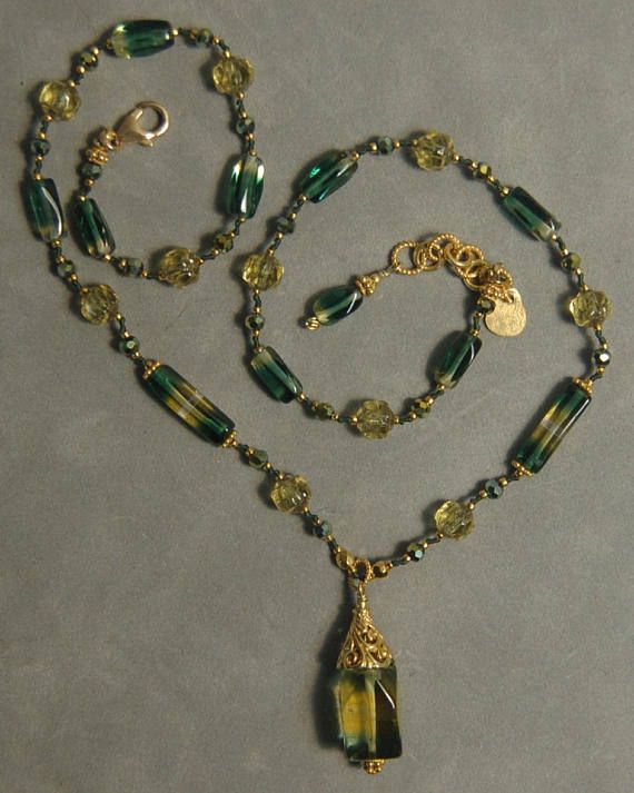 Hand knotted teal and 24k gold vermeil Bali beaded necklace