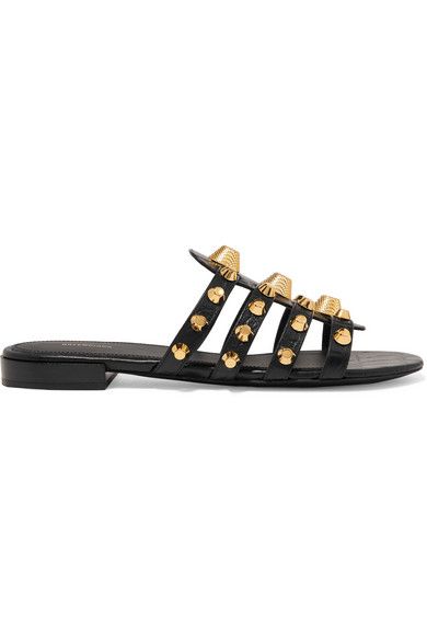 Giant studded croc effect leather slides | Studded sandals Giant studded croc effect leather slides | Studded sandals