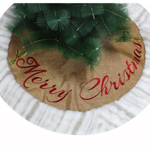 Juegoal 48 Inch Luxury Christmas Tree Skirt Faux Fur Soft Christmas Tree Mat for Xmas Party Decoration White
