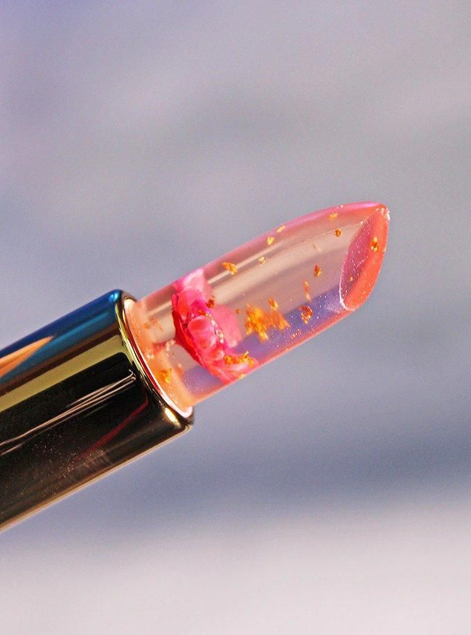 Wish App Jelly Clear Flower Lipstick #Eyebrows Gloss Repulpant, Lip Gloss Balm, Gloss Lipstick, Lipstick App, Mac Lipsticks, Jelly Lipstick, Cute Lipstick, Lip Gloss Collection, Makeup Collection