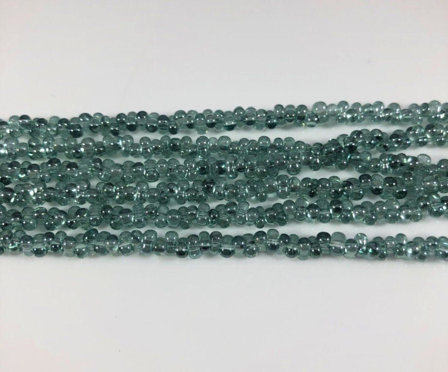 strand Transparent Teal Farfelles Beads Czech Seed Beads Qty 20 in 4x2mm Peanut Seed Beads
